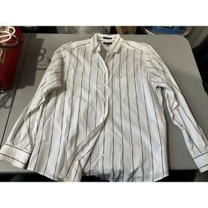 Faconnable White & Black Stripe Shirt Xl Long Sleeve